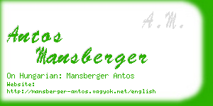 antos mansberger business card